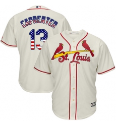 Men's Majestic St. Louis Cardinals #13 Matt Carpenter Replica Cream USA Flag Fashion MLB Jersey