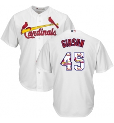 Men's Majestic St. Louis Cardinals #45 Bob Gibson Authentic White Team Logo Fashion Cool Base MLB Jersey