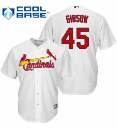 Men's Majestic St. Louis Cardinals #45 Bob Gibson Replica White Home Cool Base MLB Jersey