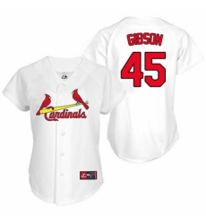 Women's Majestic St. Louis Cardinals #45 Bob Gibson Authentic White Home MLB Jersey
