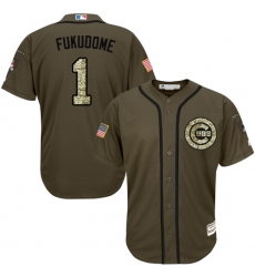 Men's Majestic Chicago Cubs #1 Kosuke Fukudome Authentic Green Salute to Service MLB Jersey