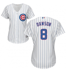 Women's Majestic Chicago Cubs #8 Andre Dawson Authentic White Home Cool Base MLB Jersey