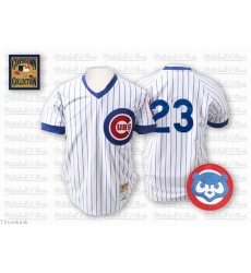 Men's Mitchell and Ness Chicago Cubs #23 Ryne Sandberg Authentic White Throwback MLB Jersey