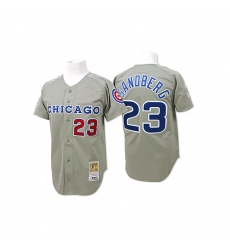 Men's Mitchell and Ness Chicago Cubs #23 Ryne Sandberg Replica Grey Throwback MLB Jersey