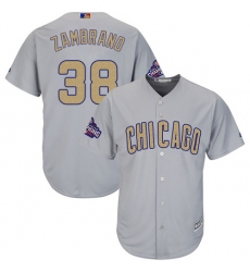 Women's Majestic Chicago Cubs #38 Carlos Zambrano Authentic Gray 2017 Gold Champion MLB Jersey