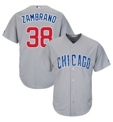 Youth Majestic Chicago Cubs #38 Carlos Zambrano Authentic Grey Road Cool Base MLB Jersey