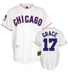 Men's Mitchell and Ness Chicago Cubs #17 Mark Grace Authentic White 1968 Throwback MLB Jersey