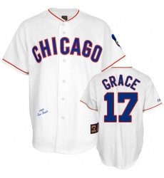 Men's Mitchell and Ness Chicago Cubs #17 Mark Grace Replica White 1988 Throwback MLB Jersey