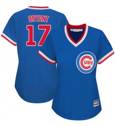 Women's Majestic Chicago Cubs #17 Kris Bryant Authentic Royal Blue Cooperstown MLB Jersey