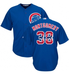 Men's Majestic Chicago Cubs #38 Mike Montgomery Authentic Royal Blue Team Logo Fashion Cool Base MLB Jersey