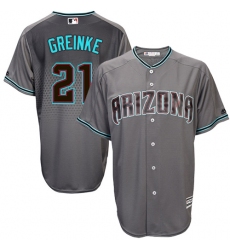 Men's Majestic Arizona Diamondbacks #21 Zack Greinke Replica Gray/Turquoise Cool Base MLB Jersey