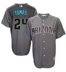 Men's Majestic Arizona Diamondbacks #24 Yasmany Tomas Replica Gray/Turquoise Cool Base MLB Jersey