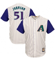 Men's Majestic Arizona Diamondbacks #51 Randy Johnson Replica Cream Cooperstown Throwback MLB Jersey