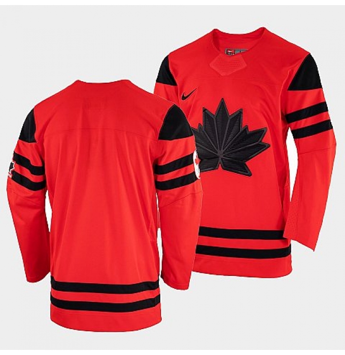 Men's Blank Canada Hockey Red 2022 Beijing Winter Olympic Away Rrplica Jersey