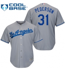 Women's Majestic Los Angeles Dodgers #31 Joc Pederson Authentic Grey Road Cool Base MLB Jersey