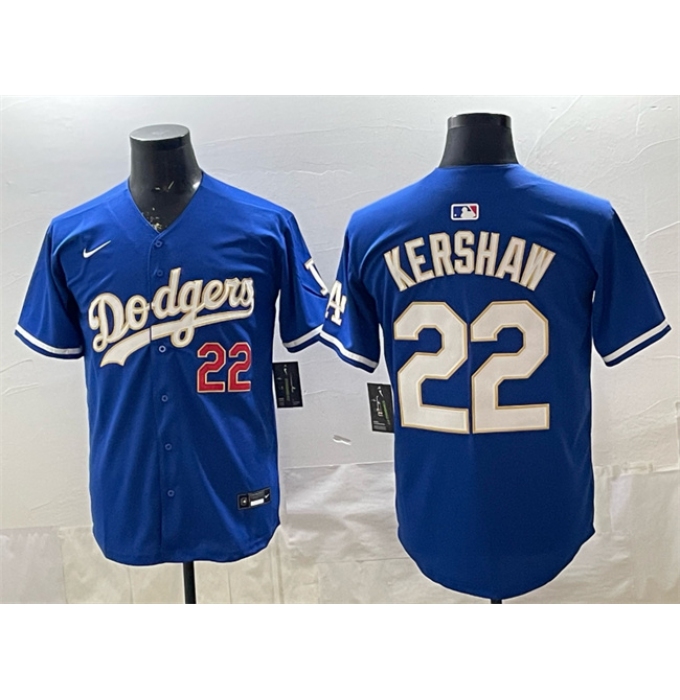Men's Los Angeles Dodgers #22 Clayton Kershaw Royal Limited Stitched Baseball Jersey