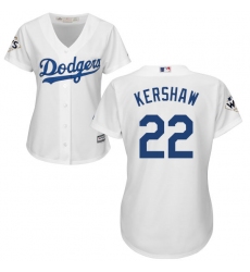 Women's Majestic Los Angeles Dodgers #22 Clayton Kershaw Authentic White Home 2017 World Series Bound Cool Base MLB Jersey