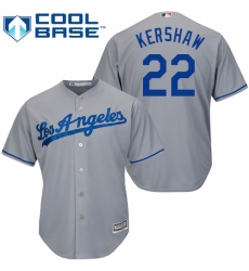 Women's Majestic Los Angeles Dodgers #22 Clayton Kershaw Replica Grey MLB Jersey