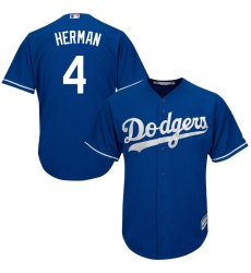 Men's Majestic Los Angeles Dodgers #4 Babe Herman Authentic Royal Blue Alternate Cool Base MLB Jersey