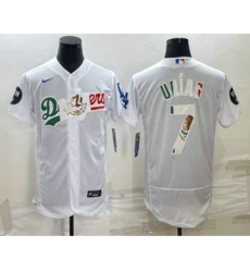 Men's Los Angeles Dodgers #7 Julio Urias White With Vin Scully Flex Base Stitched Baseball Jerseys