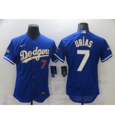 Men's Nike Los Angeles Dodgers #7 Julio Urias Blue Elite Champions Authentic Jersey