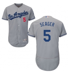 Men's Majestic Los Angeles Dodgers #5 Corey Seager Grey Flexbase Authentic Collection MLB Jersey