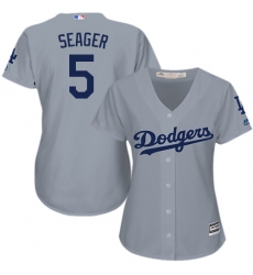 Women's Majestic Los Angeles Dodgers #5 Corey Seager Authentic Grey Road Cool Base MLB Jersey
