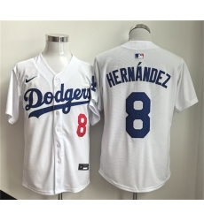 Men's Los Angeles Dodgers #8 Enrique Hernandez WhiteLimited Stitched Baseball Jersey