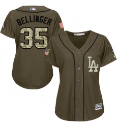 Women's Majestic Los Angeles Dodgers #35 Cody Bellinger Authentic Green Salute to Service MLB Jersey