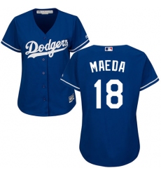 Women's Majestic Los Angeles Dodgers #18 Kenta Maeda Authentic Royal Blue Alternate Cool Base MLB Jersey