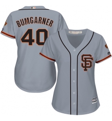 Women's Majestic San Francisco Giants #40 Madison Bumgarner Authentic Grey Road 2 Cool Base MLB Jersey