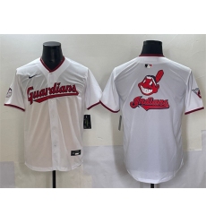 Men's Cleveland Guardians Team Big Logo White Home Limited Stitched Baseball Jersey