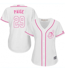 Women's Majestic Cleveland Indians #29 Satchel Paige Authentic White Fashion Cool Base MLB Jersey