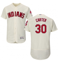 Men's Majestic Cleveland Indians #30 Joe Carter Cream Alternate Flex Base Authentic Collection MLB Jersey