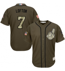 Men's Majestic Cleveland Indians #7 Kenny Lofton Authentic Green Salute to Service MLB Jersey