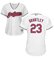 Women's Majestic Cleveland Indians #23 Michael Brantley Authentic White Home Cool Base MLB Jersey