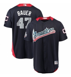 Men's Majestic Cleveland Indians #47 Trevor Bauer Game Navy Blue American League 2018 MLB All-Star MLB Jersey