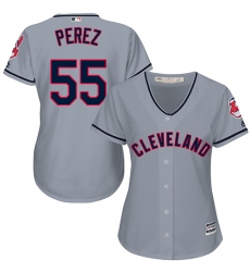 Women's Majestic Cleveland Indians #55 Roberto Perez Replica Grey Road Cool Base MLB Jersey