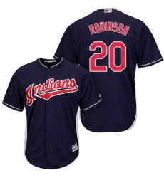 Youth Majestic Cleveland Indians #20 Eddie Robinson Replica Navy Blue Alternate 1 Cool Base MLB Jersey