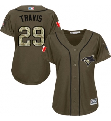 Women's Majestic Toronto Blue Jays #29 Devon Travis Authentic Green Salute to Service MLB Jersey