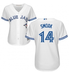 Women's Majestic Toronto Blue Jays #14 Justin Smoak Authentic White Home MLB Jersey