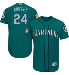Men's Majestic Seattle Mariners #24 Ken Griffey Teal Green Alternate Flex Base Authentic Collection MLB Jersey