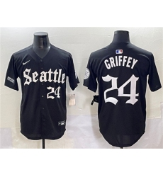 Men's Seattle Mariners #24 Ken Griffey Jr. Black 'Deep Sea Gothic Edition' Vapor Premier Limited Stitched Baseball Jersey