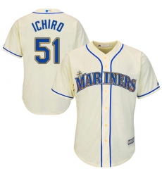 Men's Majestic Seattle Mariners #51 Ichiro Suzuki Replica Cream Alternate Cool Base MLB Jersey