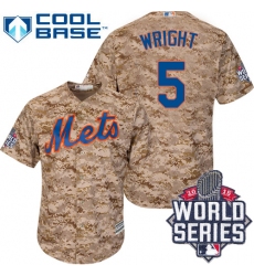 Women's Majestic New York Mets #5 David Wright Authentic Camo 2015 World Series MLB Jersey