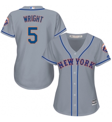 Women's Majestic New York Mets #5 David Wright Authentic Grey Road Cool Base MLB Jersey