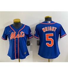 Women's New York Mets #5 David Wright Royal Cool Base Stitched Baseball Jersey(Run Small)