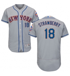 Men's Majestic New York Mets #18 Darryl Strawberry Grey Road Flex Base Authentic Collection MLB Jersey