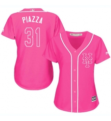 Women's Majestic New York Mets #31 Mike Piazza Authentic Pink Fashion Cool Base MLB Jersey