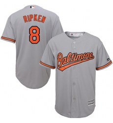Youth Majestic Baltimore Orioles #8 Cal Ripken Authentic Grey Road Cool Base MLB Jersey